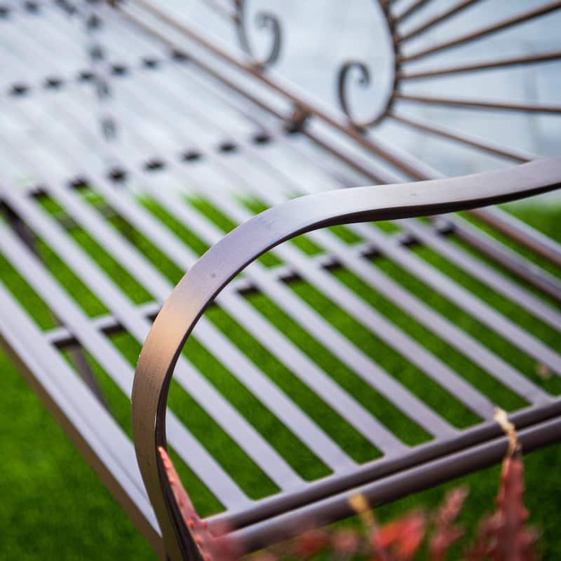 XBrand 44"L Iron Sun-Patterned Seat for Two Indoor/Outdoor Bench