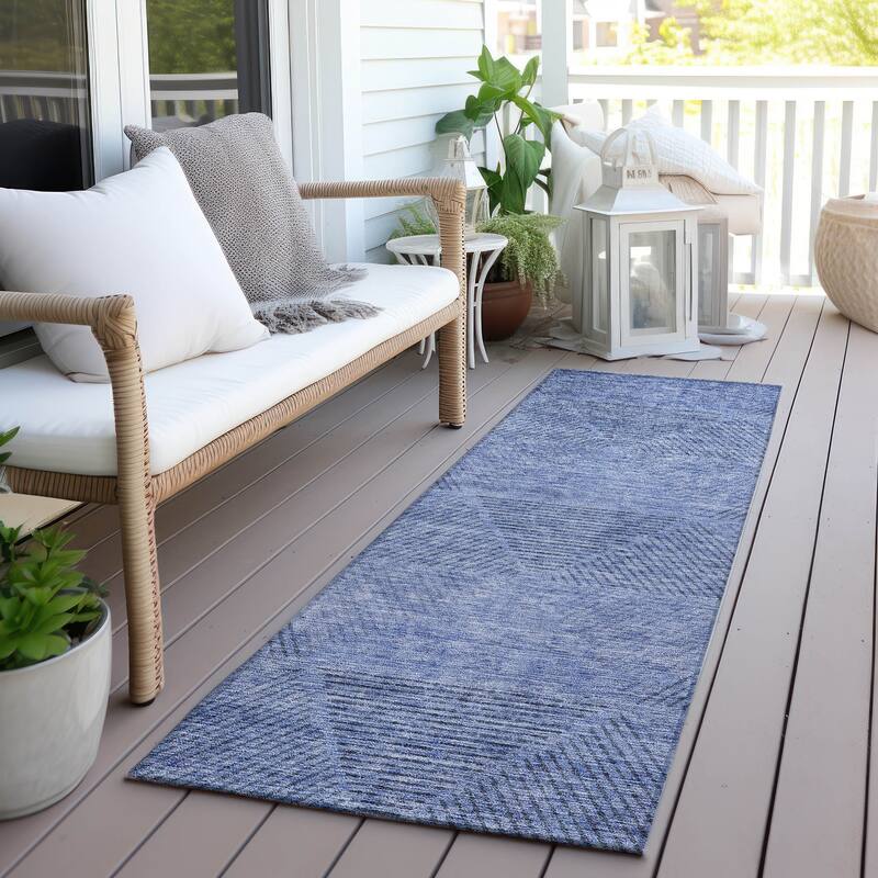 Machine Washable Indoor/ Outdoor Chantille Contemporary Prism Rug - Blue - 2'3" x 7'6"