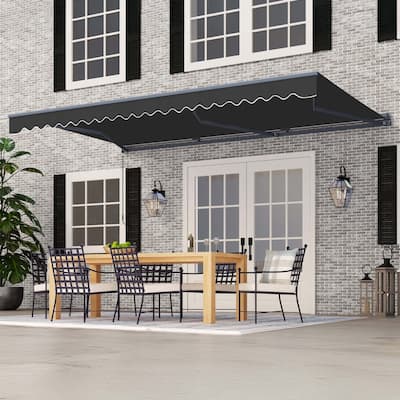 ALEKO Moroccan Semi-Cassette Motorized Patio Awning - Desert Sand - 16 x 10 Feet