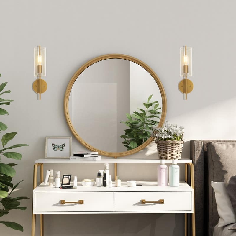 Velus Modern Gold 1-Light Seeded Glass Bathroom Vanity Light