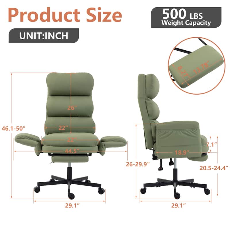 Cross-legged Office Chair with Flip-up Arms and Headrest, High-Back Ergonomic Executive Chair with Footrest and Side Pockets