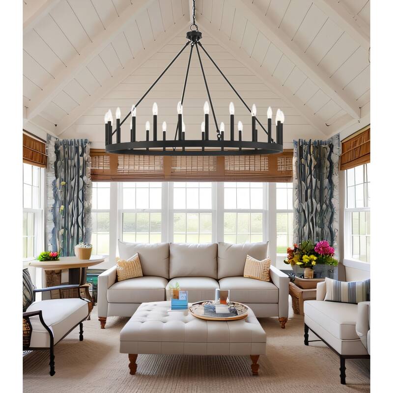 Acroma 24-light 47In Modern Farmhouse Large Wagon Wheel Chandelier