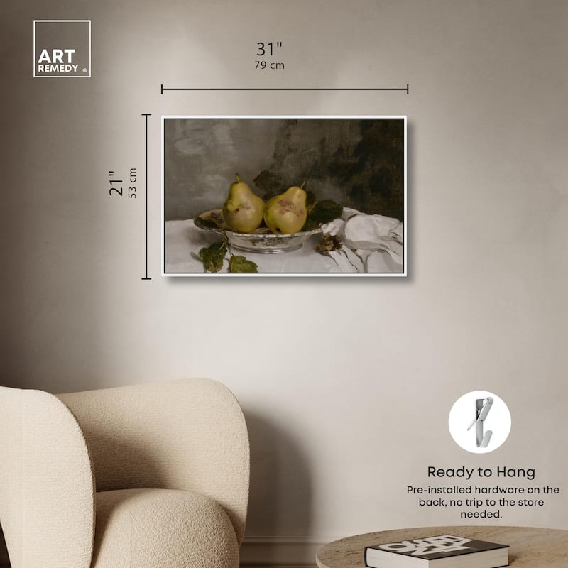 Two Pears in a Silver Bowl Canvas by Art Remedy