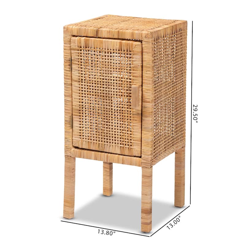 Vivan Modern Bohemian Natural Rattan 1-Door Nightstand