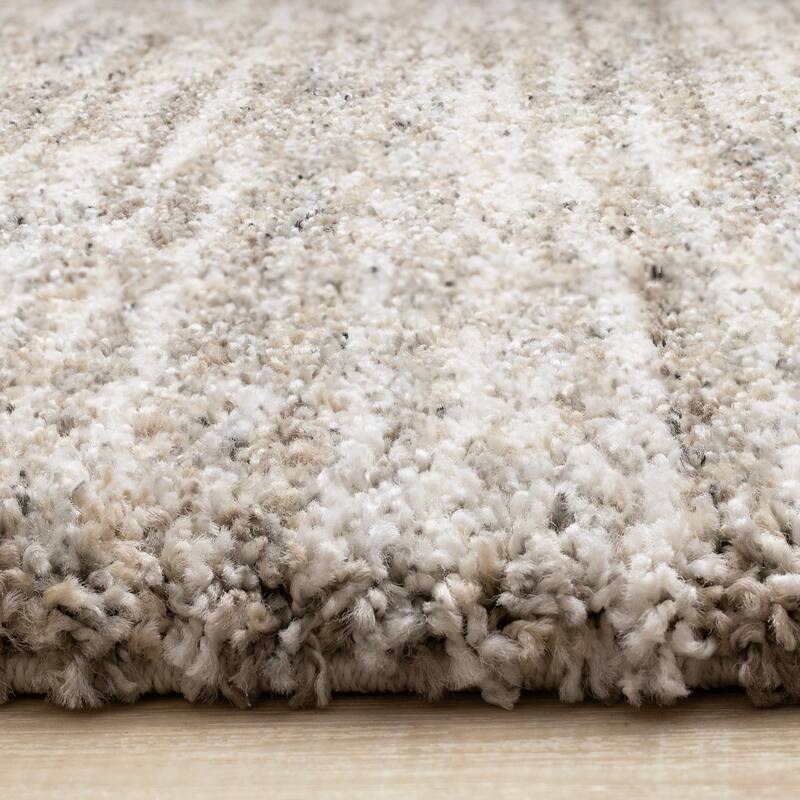 Maverick Collection - Distressed Grey White Brown Plush Rug