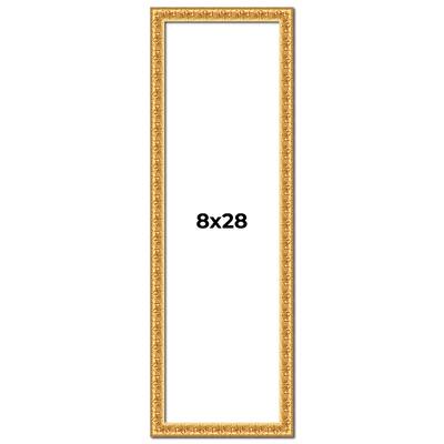 8x28 Frame Gold Real Wood Picture Frame Width 1 inches | Interior