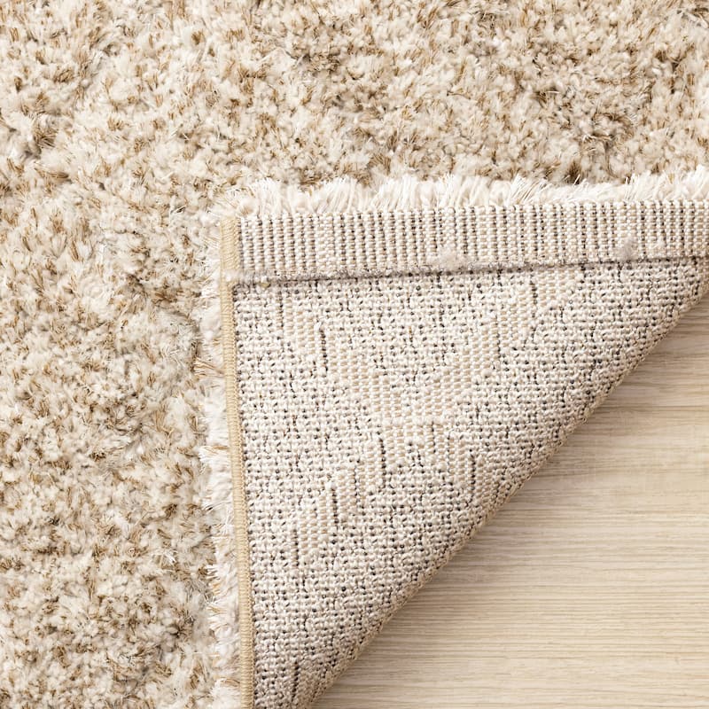Richmond Collection - Beige Carved Rhombus Super Plush Wool Area Rug