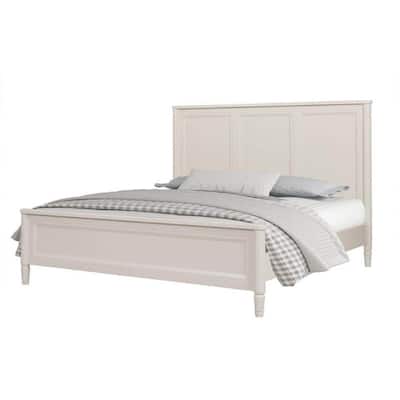 Alta Queen Size Bed, Classic French Design, White Solid Wood Frame