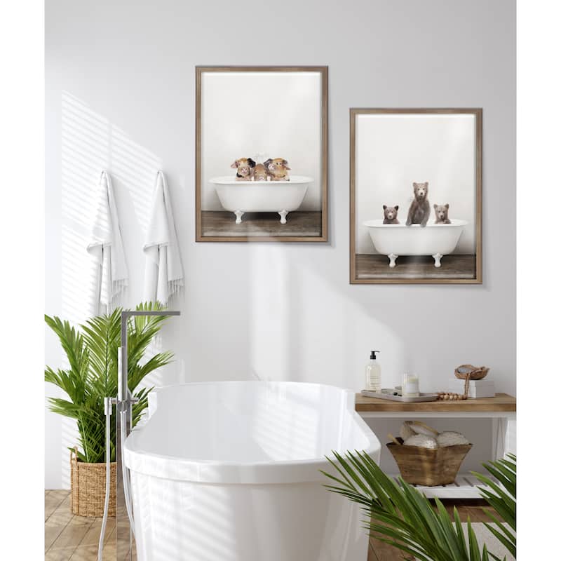 Kate and Laurel Blake Bears in Bathtub Printed Glass by Amy Peterson
