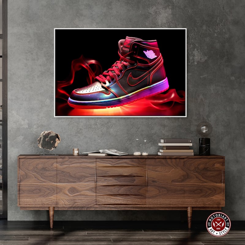 Notoriart Flaming Hot Sneaker Ii Framed Sneaker 1 Piece Canvas Wall Art