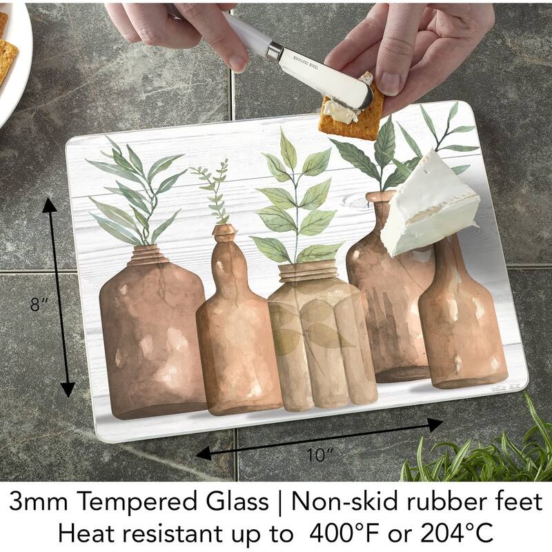 Nature's Greenery 3mm Heat Tolerant Tempered Glass Cutting Board 10” x