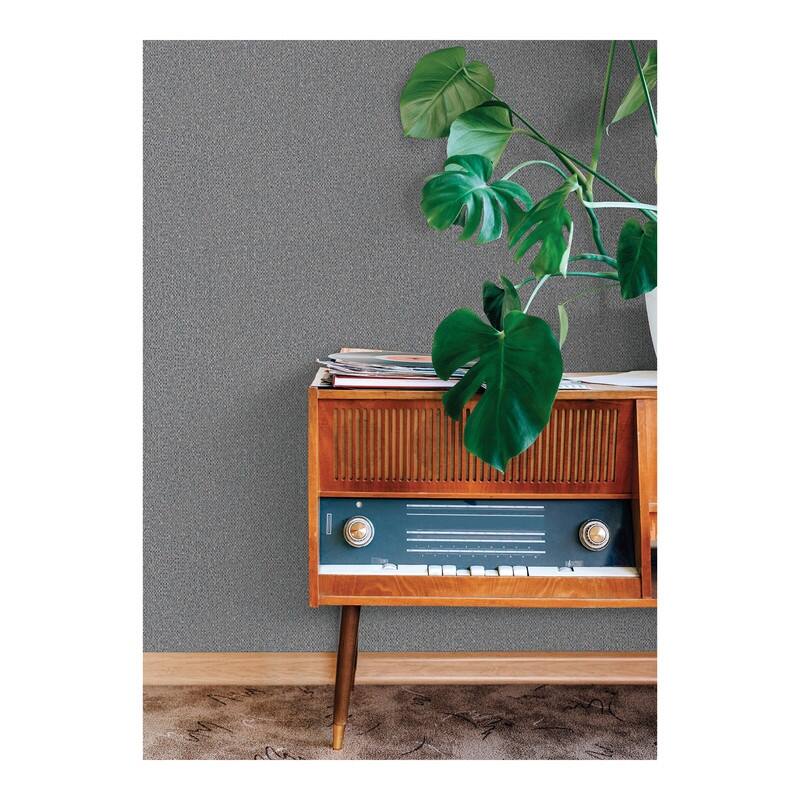 Advantage Hanalei Charcoal Fabric Texture Wallpaper - 21 x 396 x 0.025