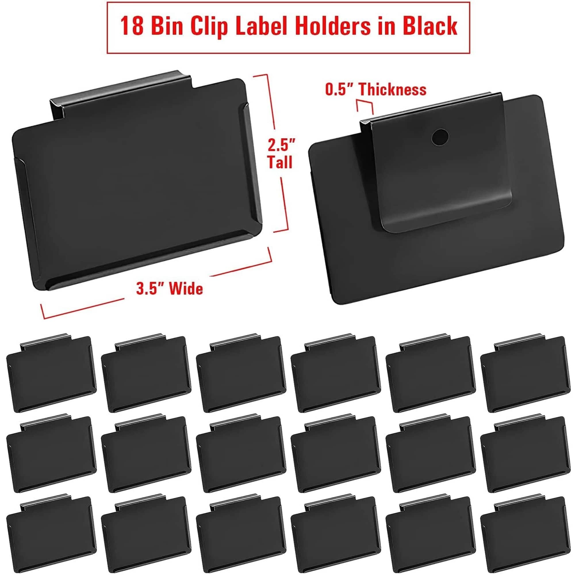 18 Pcs Black Label Holders, Clip On Labels for Storage Bins & Basket ...
