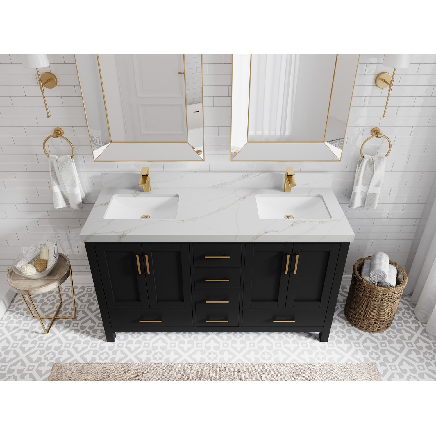 Willow Collections 60 in. W x 22 in. D Malibu Double Sink Bathroom Vanity with Countertop