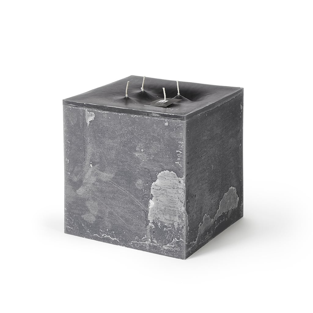 Square 4-Wick Pillar Candle 7.85"x7.85"x7.85" Anthracite- ST