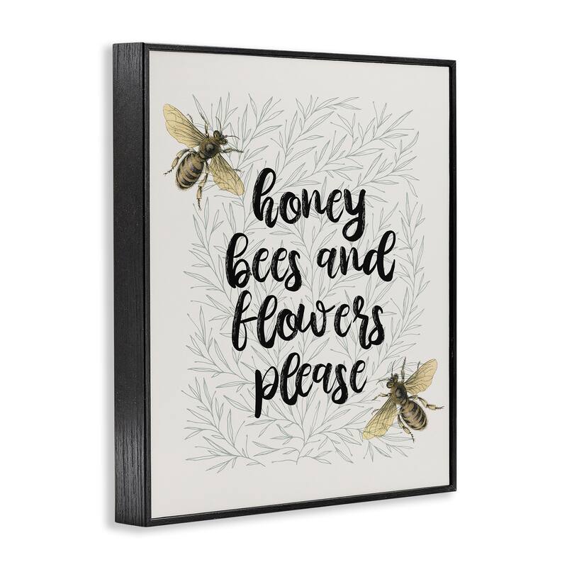 Stupell Honey Bees & Flowers Please Framed Giclee Art Design By Lil' Rue