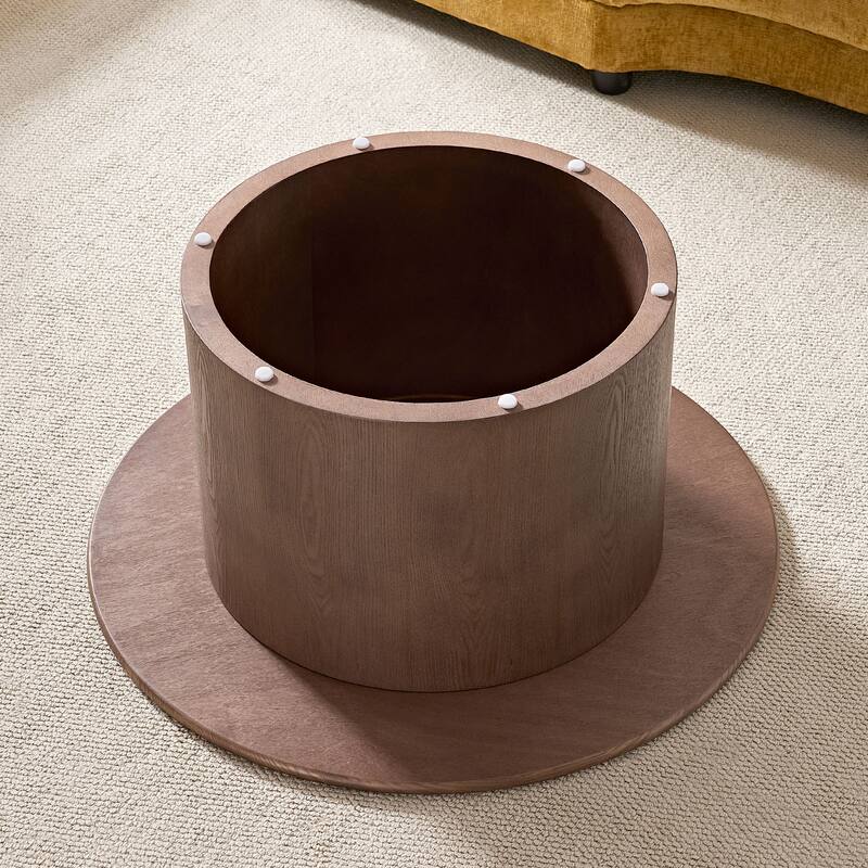 Round Nesting Coffee Tables Set of 2, Modern Center Table with Wood Grain Finish, End Table Side Tables for Living Room