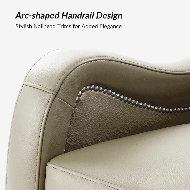 Franco Modern Genuine Leather Swivel Rocker Recliner with Nailhead Trims by HULALA HOME