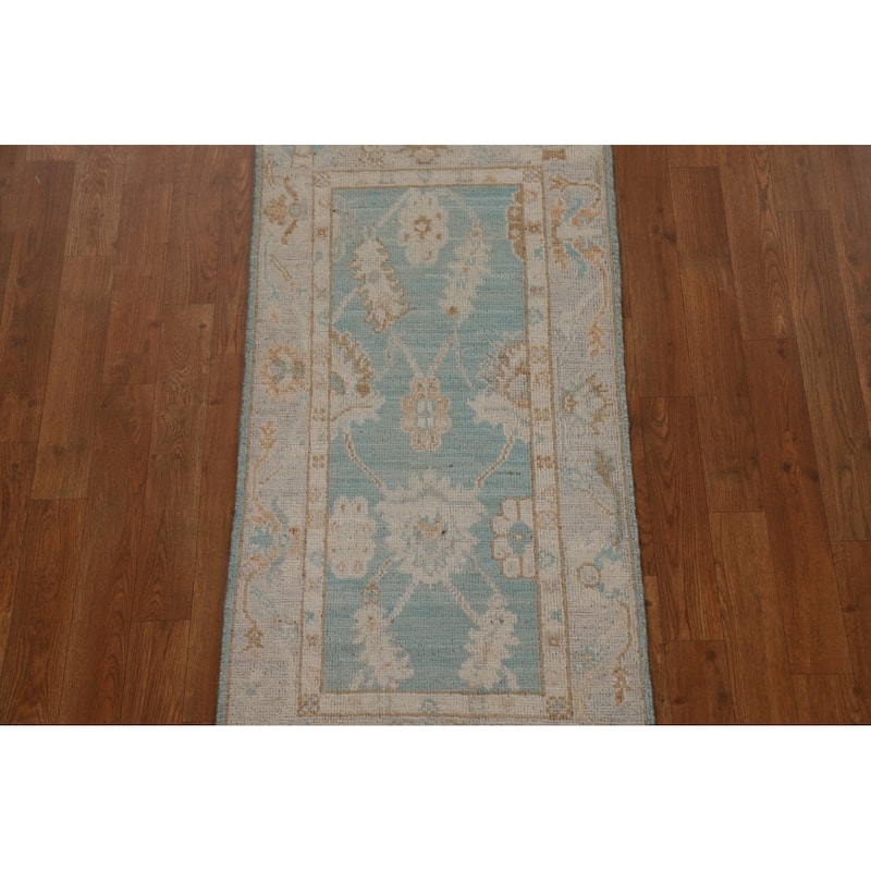 Vegetable Dye Oushak Turkish Rug Hand-knotted Oriental Wool Carpet - 1'11" x 4'1"