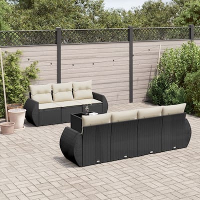 vidaXL Garden Sofa Set Black Poly Rattan Large Modular Garden Sofa Set - 21.7 x 21.7 x 14.6