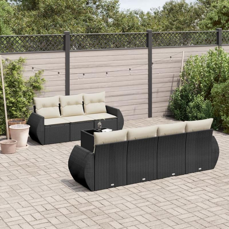 vidaXL Garden Sofa Set - 21.7 x 21.7 x 14.6 - Black and cream