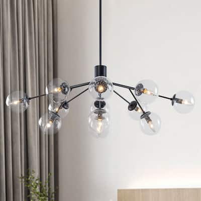 Starsky 12-Light Clear Bubble Glass Chandelier for Dining Room, Entryway, Living Room, Kitchen Island