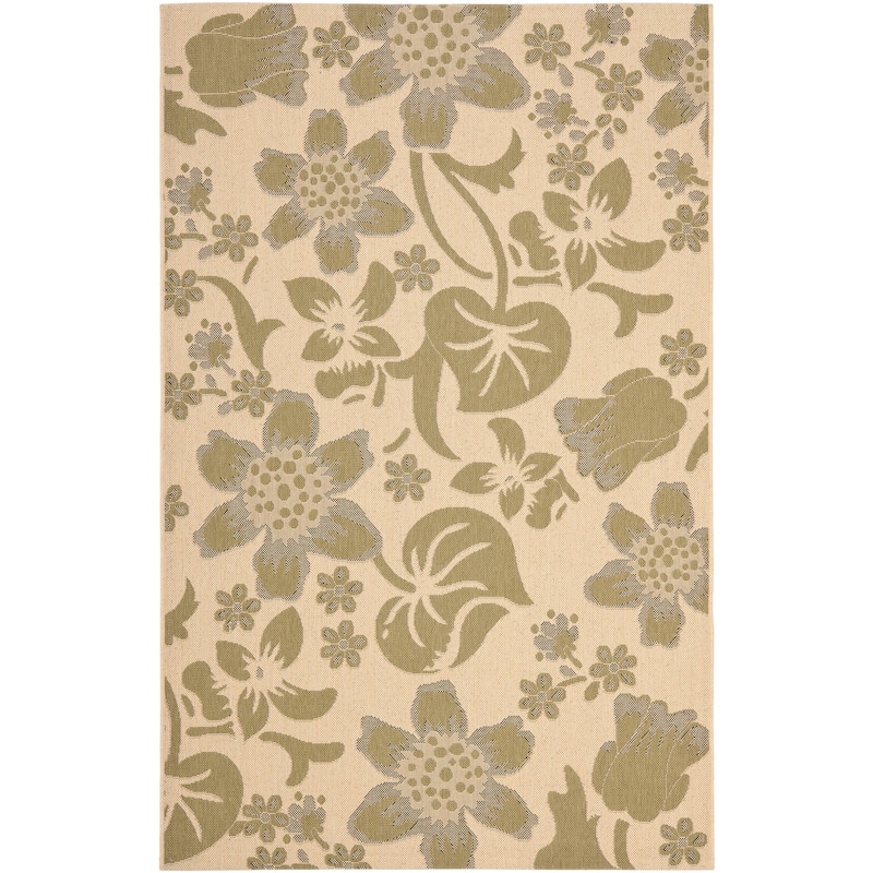 SAFAVIEH Courtyard Dobrinka Indoor/ Outdoor Waterproof Patio Backyard Rug - 6'7" x 9'6" - Cream/Green