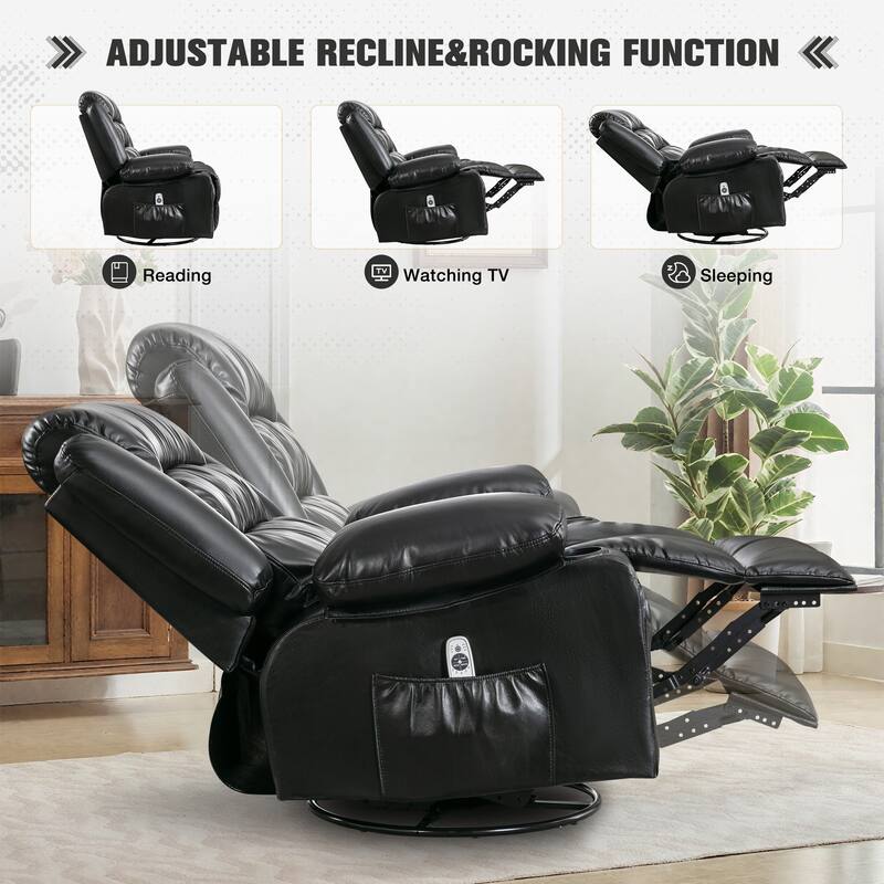 Massage Swivel Rocker Recliner Chair with Heat and Vibration for Ultimate Relaxation