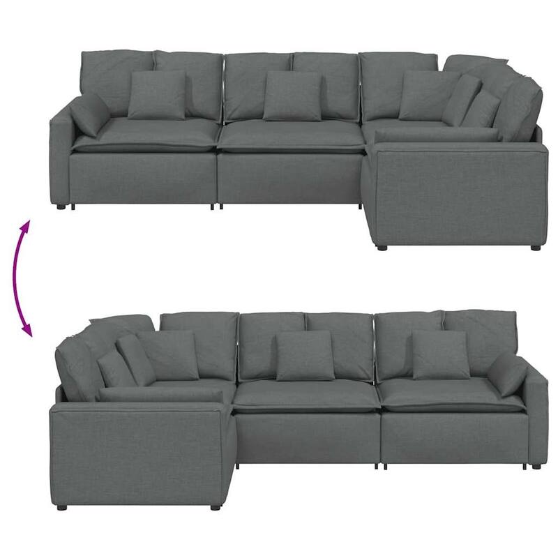 vidaXL Modular Sofa with Cushions Fabric Dark Gray - 124.8" x 85.4" x 25.2"