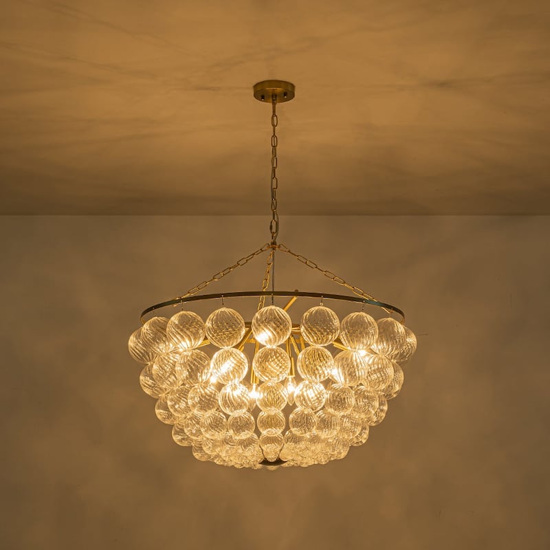 Modern Glam Bowl Twisted Glass Cluster Bubble Chandelier