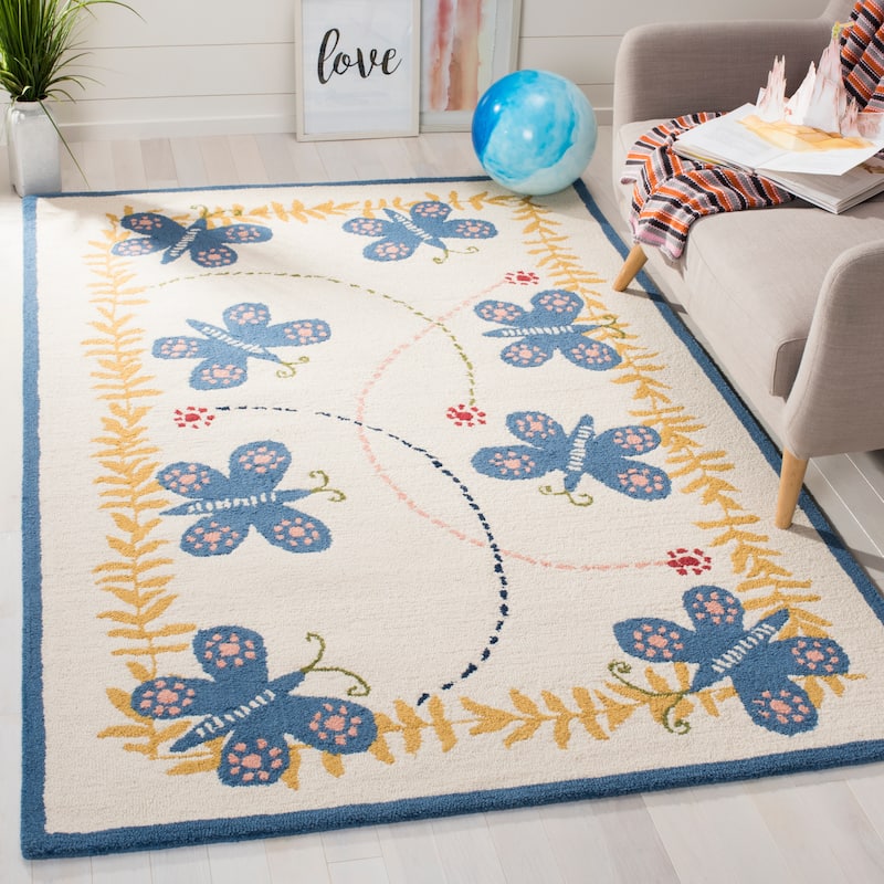 SAFAVIEH Handmade Kids Aliyah Wool Rug - 6' x 9' - Ivory/Blue