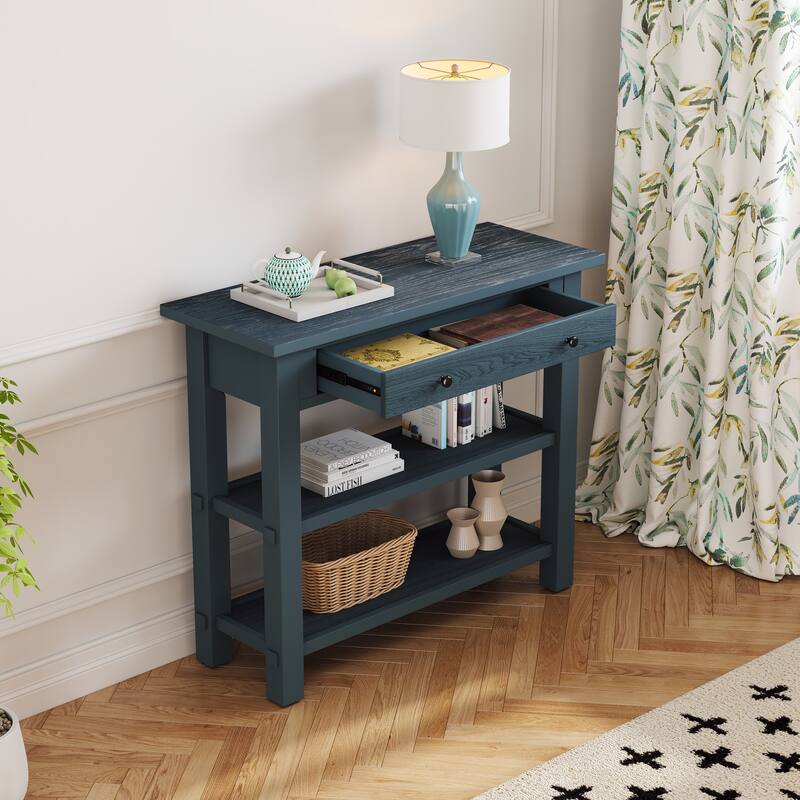 Console Table with Drawer and Two Sturdy Shelves for Entryway, Living Room