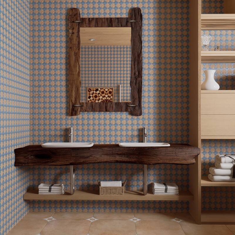 Merola Tile Tetuan Astre Cotto Blue 12-1/8" x 21-7/8" Porcelain Wall Tile - Case (7 Tiles)