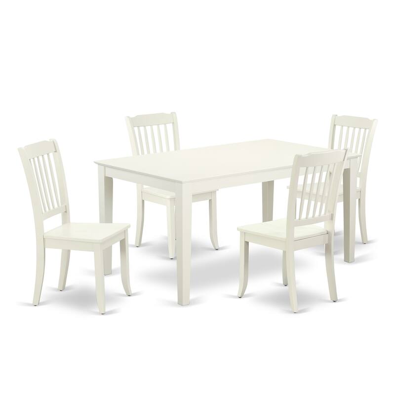 East West Furniture Dining Set- a Rectangle Dinner Table and Kitchen Dining Chairs, Linen White (Pieces Options)