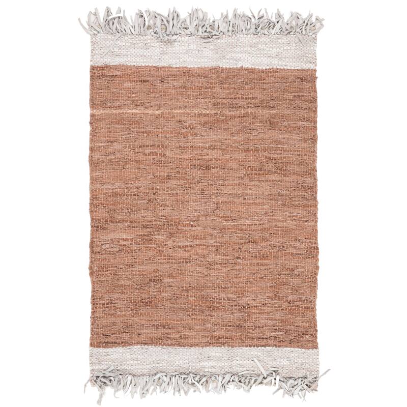 SAFAVIEH Handmade Vintage Boho Leather Catrina Modern Stripe Leather