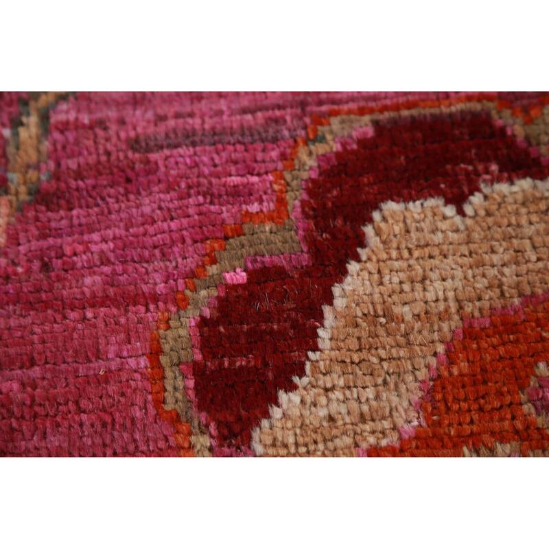 Hand Knotted Oriental 100% Wool Carpet Transitional All-Over Pink Oushak Area Rug - 9' 9'' X 8' 0''