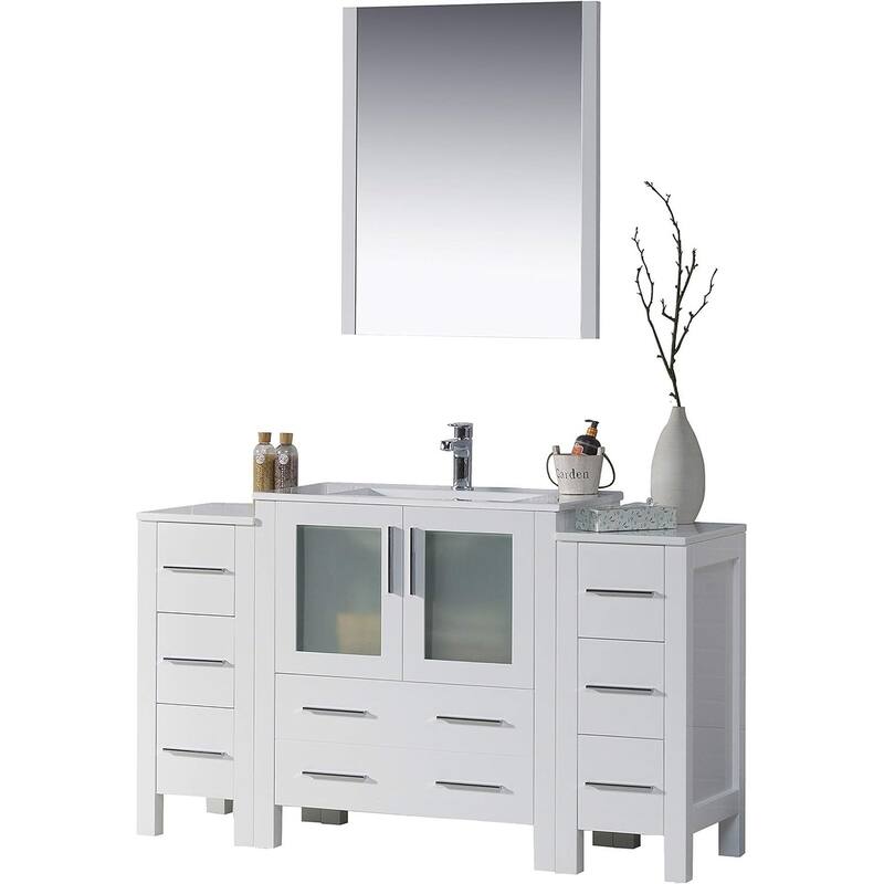 Blossom Sydney 54 inch Solid Wood Bathroom Vanity with Sink & Cabinets - Glossy White