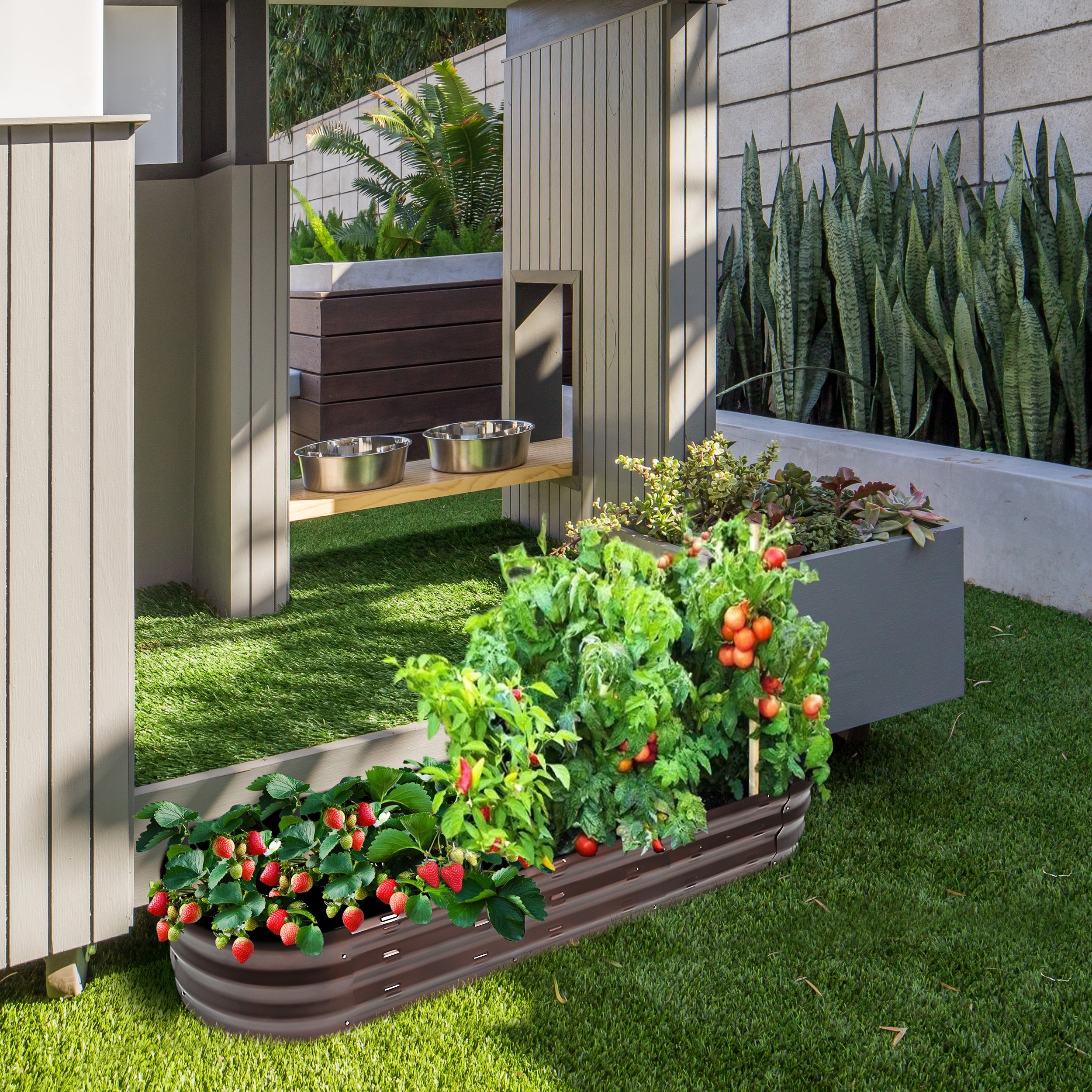 Brown Metal 5.5-Ft Oval Raised Garden Bed Planter - 5.5ft W x 1.625ft D x 0.8ft H