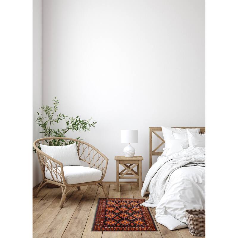 ECARPETGALLERY Hand-knotted Teimani Black Wool Rug - 4'6 x 6'9