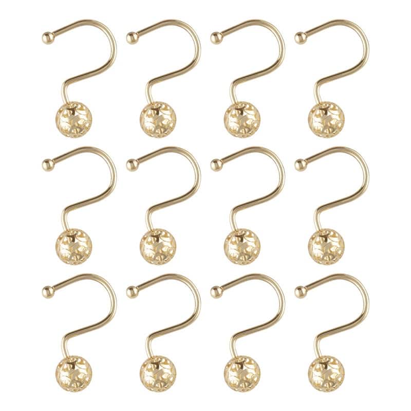 Utopia Alley Shower Rings, Hollow Ball Shower Curtain Hooks for Bathroom, Rust Resistant Shower Curtain Hooks Rings, Set of 12