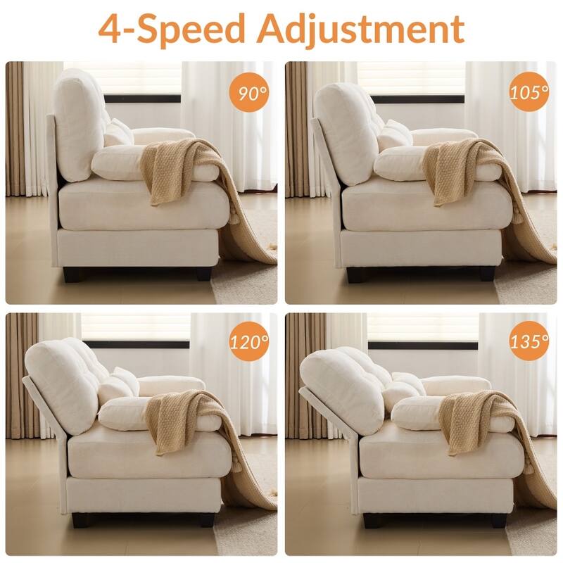 93" Modern Adjustable Backrest Sectional Sofa Set with Throw Pillows