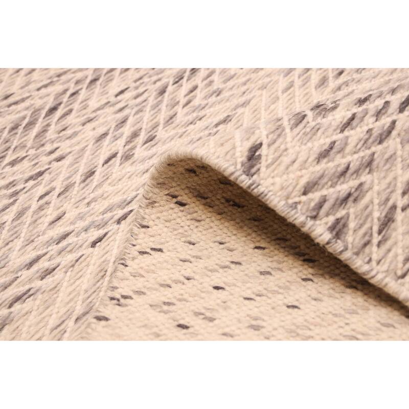 ECARPETGALLERY Braid weave Sienna Light Grey Wool Rug - 5'4 x 7'4