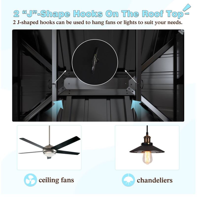 VEIKOUS Aluminum Double Hardtop Gazebo Pergola for Patio, Lawn, and Garden with Removable Netting