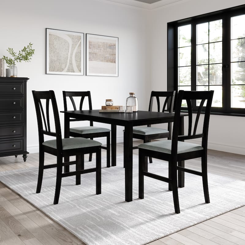 Dothan Counter Height Dining Set - 60052 Black- Table and 4 Chairs - Black / Grey