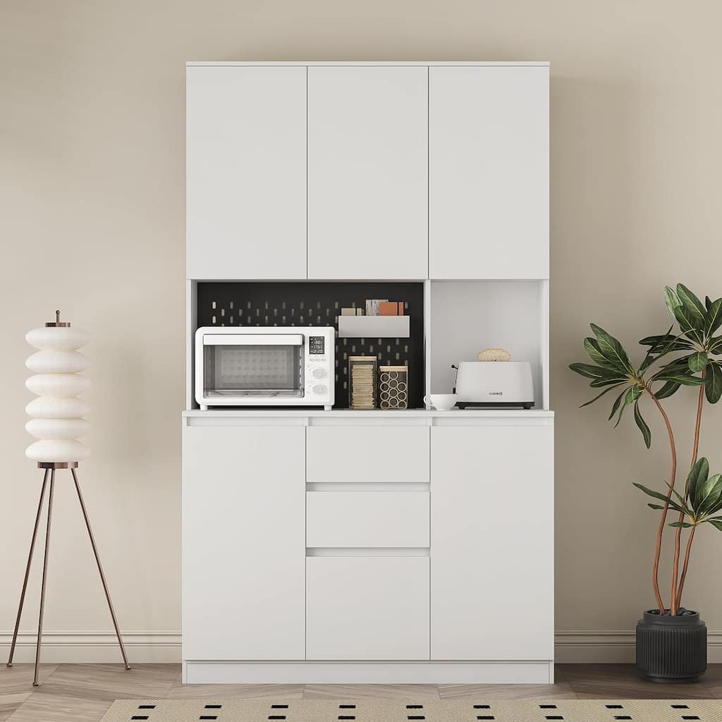 74” Kitchen Pantry Storage Cabinet with Charging Station