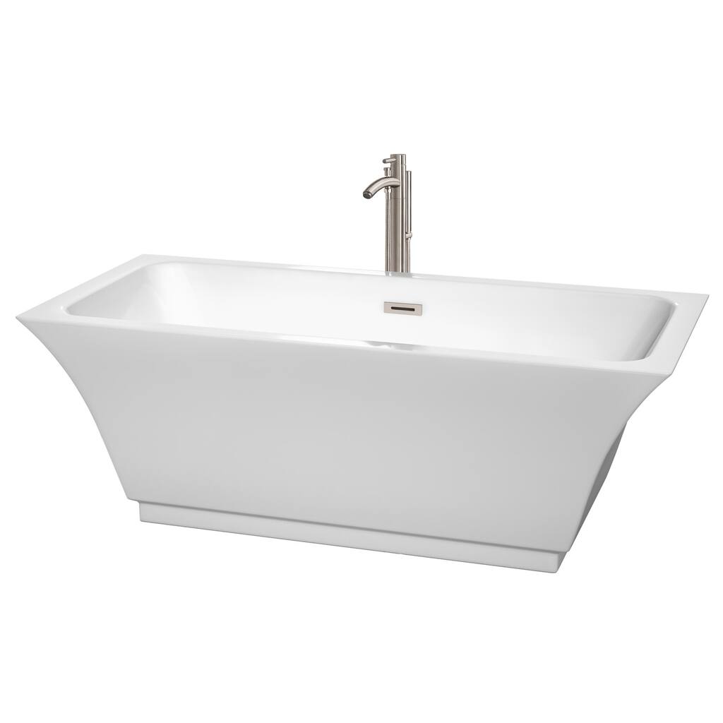 Wyndham Collection Galina 67" Freestanding Soaking Tub with Tub Filler