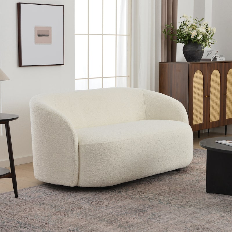 KINWELL Sherpa Upholstered Loveseat Boucle Sofa Couch, 68"W