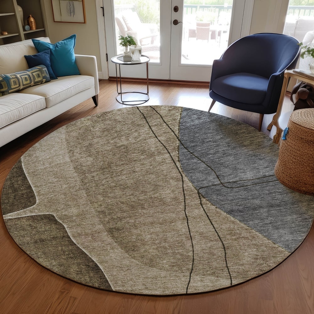 Machine Washable Indoor/ Outdoor Chantille Modern Abstract Rug