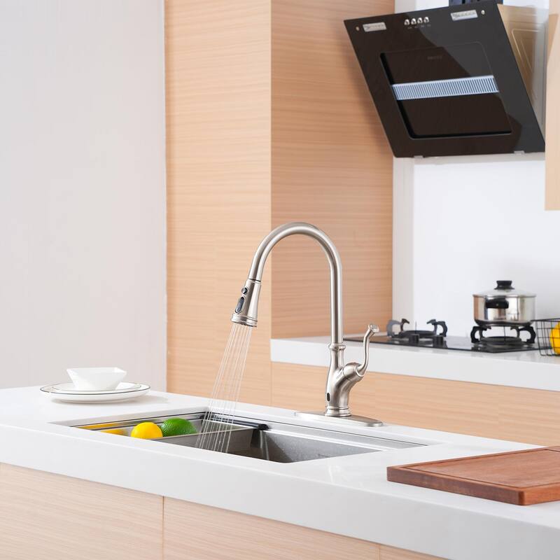 3-Function Single Handle Touchless Pull Down Sprayer Kitchen Faucet