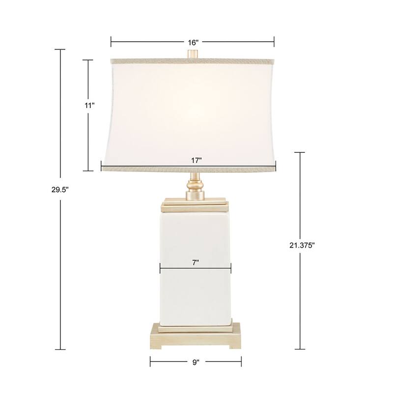 Madison Park Signature Colette Ivory Rectangular Ceramic Table Lamp
